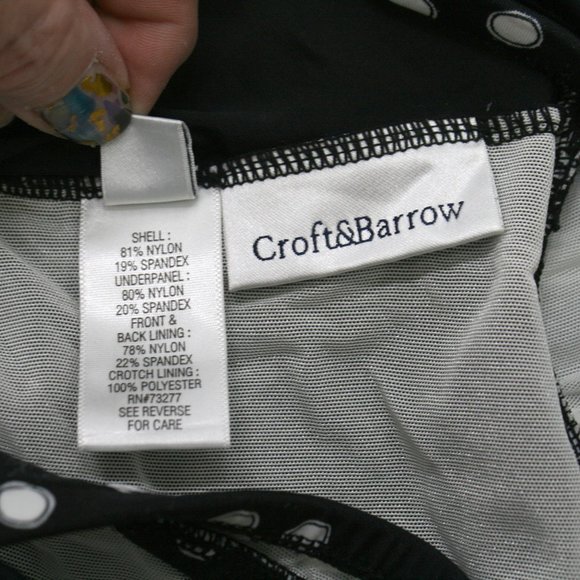 CROFT & BARROW Swimsuit Dress Polka Dot Circles Bathing Suit Black White 12 - Picture 8 of 14